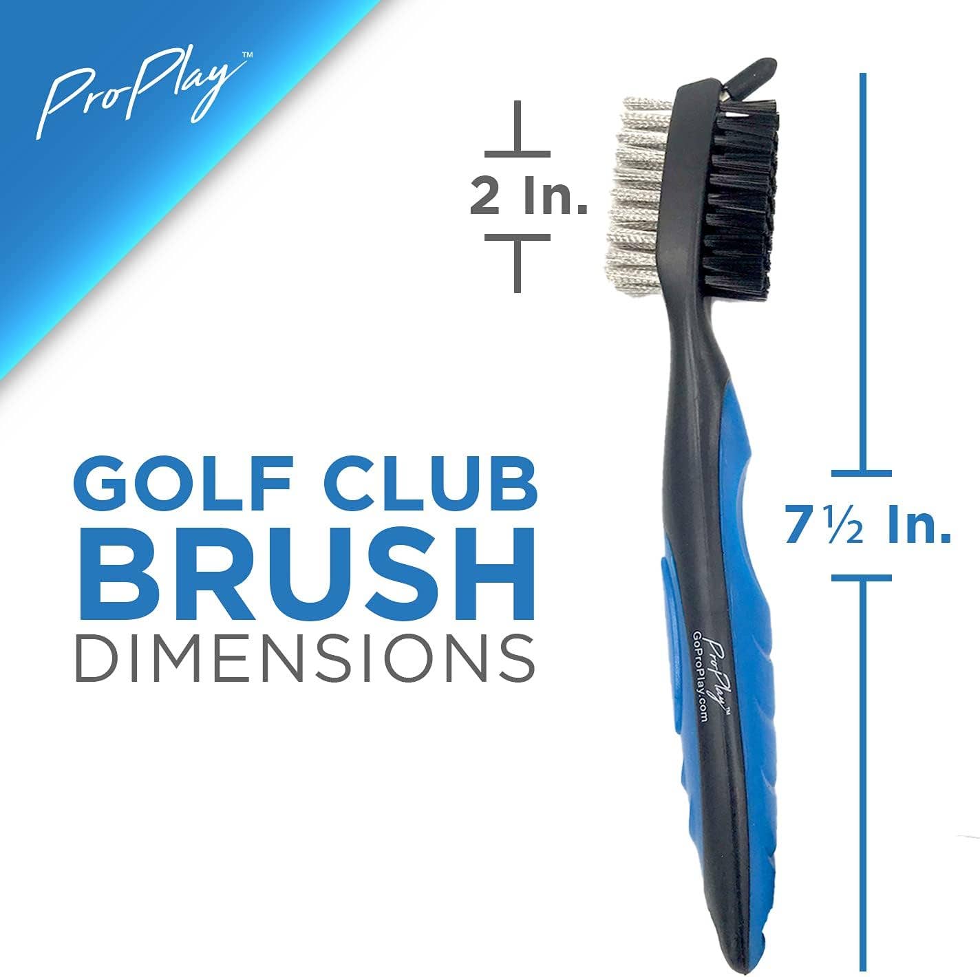 Golf club brush dimensions, 7.5 inches long with 2 inch brush head
