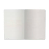A5 ruled notebook with a blush and gold floral cover design, interior ruled pages