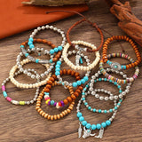 Turquoise Western Pattern Turquoise Beaded Multi Layer Bracelet Set