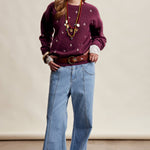 Women's Embroidered Dot Sweater in Plum – 12