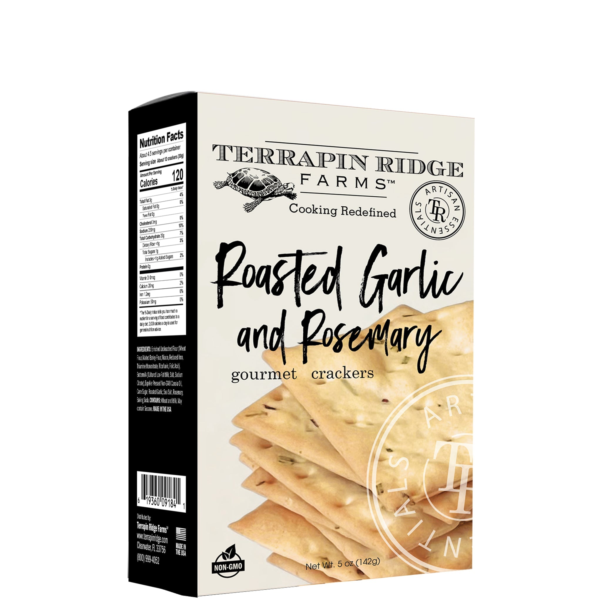 Terrapin Ridge Farms Roasted Garlic and Rosemary Crackers box