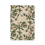 A5 soft-touch notebook with an olive branch cover design, front cover