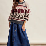 Tulip Pattern Knit Sweater in Charcoal – 12