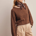 Contrast Trim Bouclé Sweater in Mocha – 8