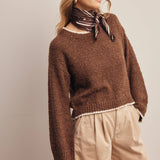 Contrast Trim Bouclé Sweater in Mocha – 8