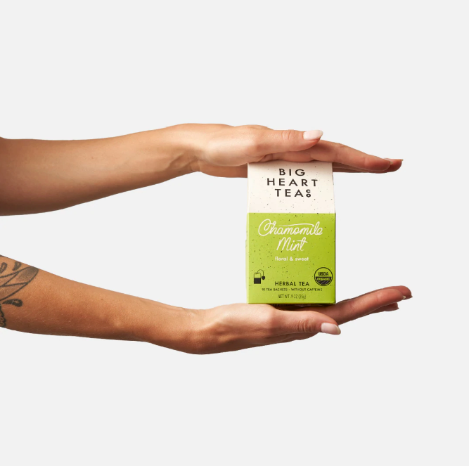 Big Heart Tea Chamomile Mint organic herbal tea box, 10 tea bags