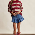 Floral Fair Isle Knit Sweater in Ruby – 10