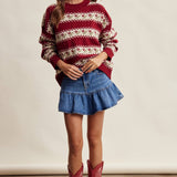 Floral Fair Isle Knit Sweater in Ruby – 10