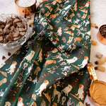 Furry Friends dogs green cotton kitchen towel, view 2 of 3