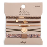 Adapt hair tie bracelet set in earthy neutrals and camo with gold antler charm