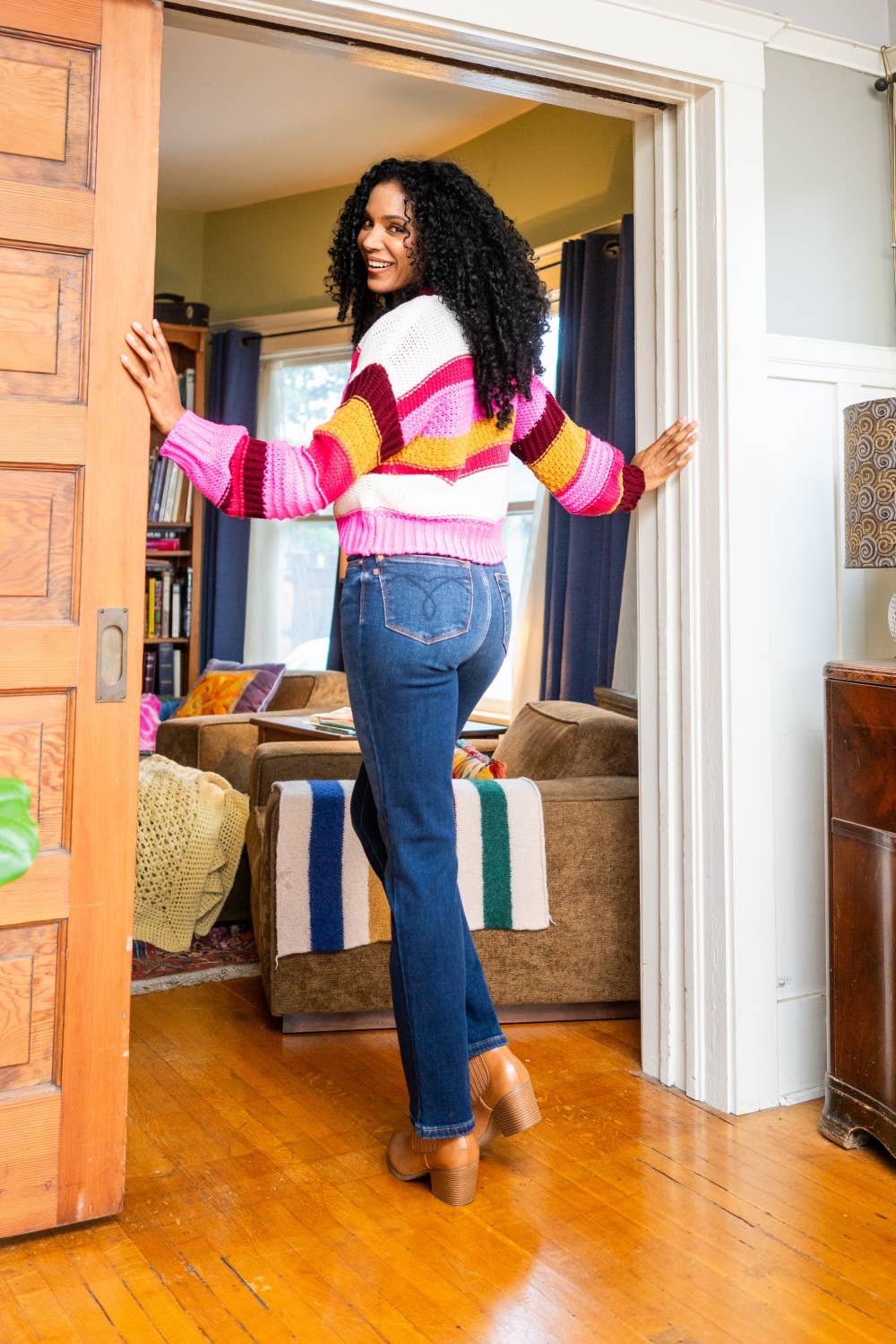 Judy Blue thermal high waist straight jeans in vintage dark wash