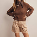 Contrast Trim Bouclé Sweater in Mocha – 4