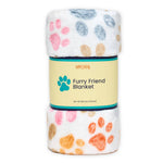 Colorful paw print fleece throw blanket, view 2