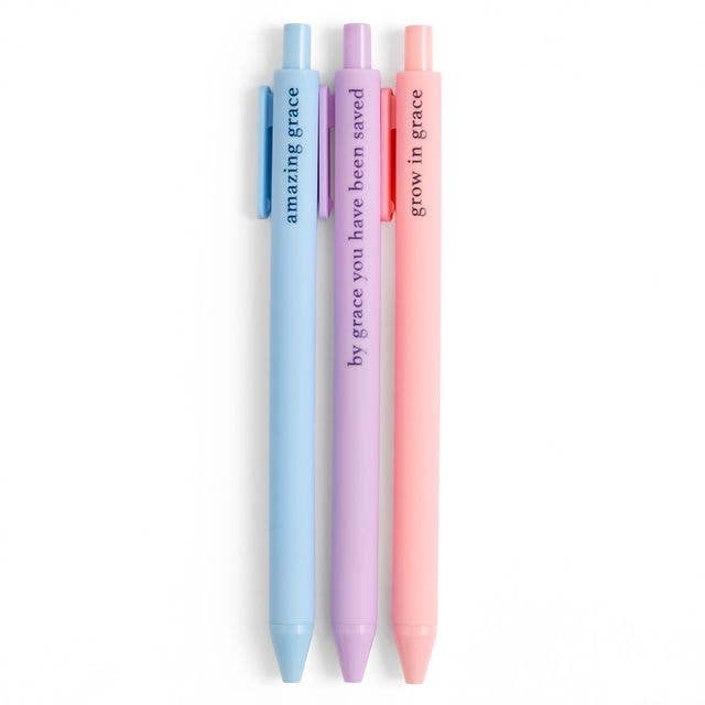 Grace gel pens printed with Amazing Grace and Grow In Grace