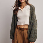 Chunky Soft-Touch Knit Cardigan in Olive – 4