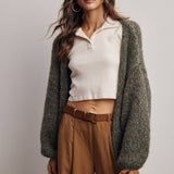 Chunky Soft-Touch Knit Cardigan in Olive – 4