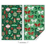 Ornaments and bows reversible Christmas microfiber kitchen towel