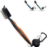 Golf club brush and groove cleaner with retractable clip, side view