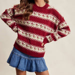 Floral Fair Isle Knit Sweater in Ruby – 5