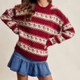 Floral Fair Isle Knit Sweater in Ruby – 5