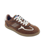 Bracken Retro Sneakers in Brown - chocolate faux suede lace-up sneaker with gum sole