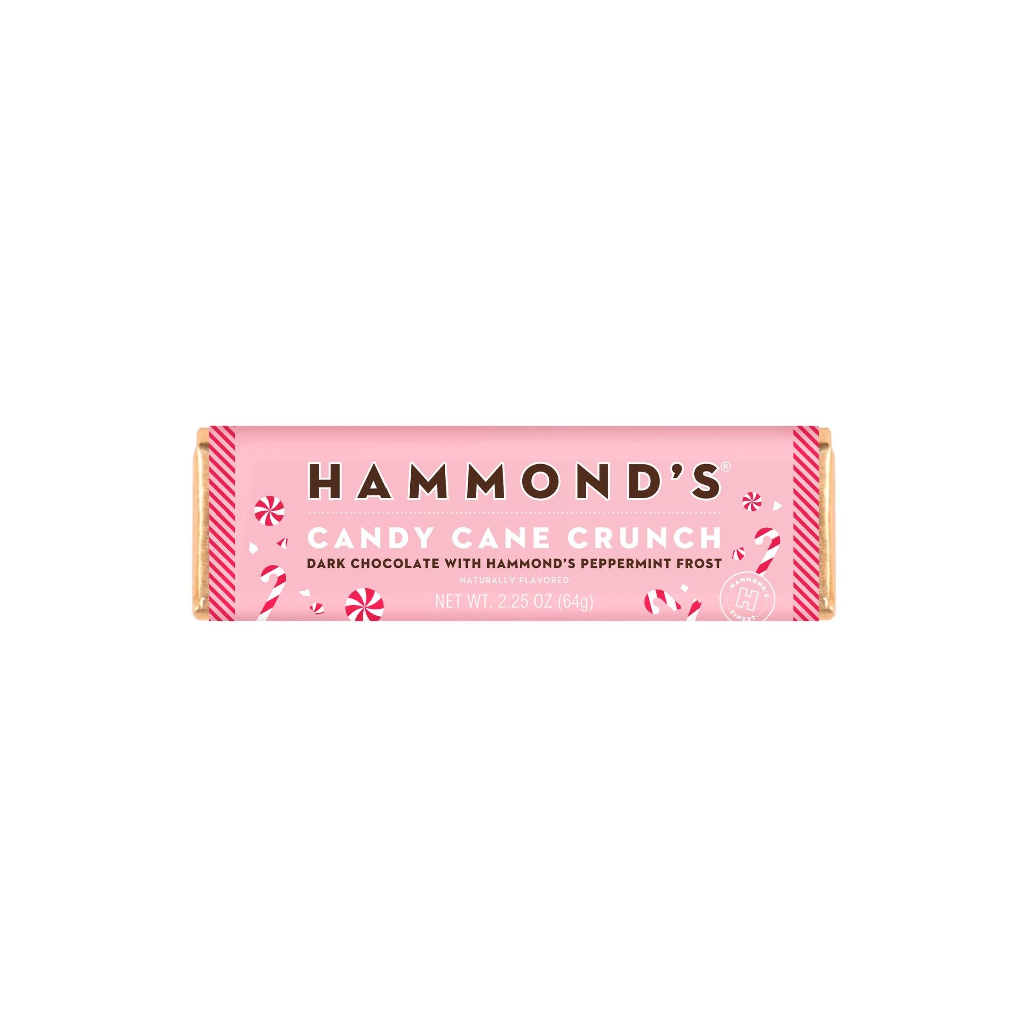 Candy Cane Crunch Dark Chocolate Bar in wrapper