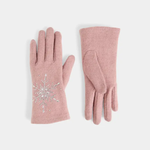 Christmas Snowflake Touchscreen Gloves - blush with snowflake pattern