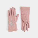 Christmas Snowflake Touchscreen Gloves - blush with snowflake pattern