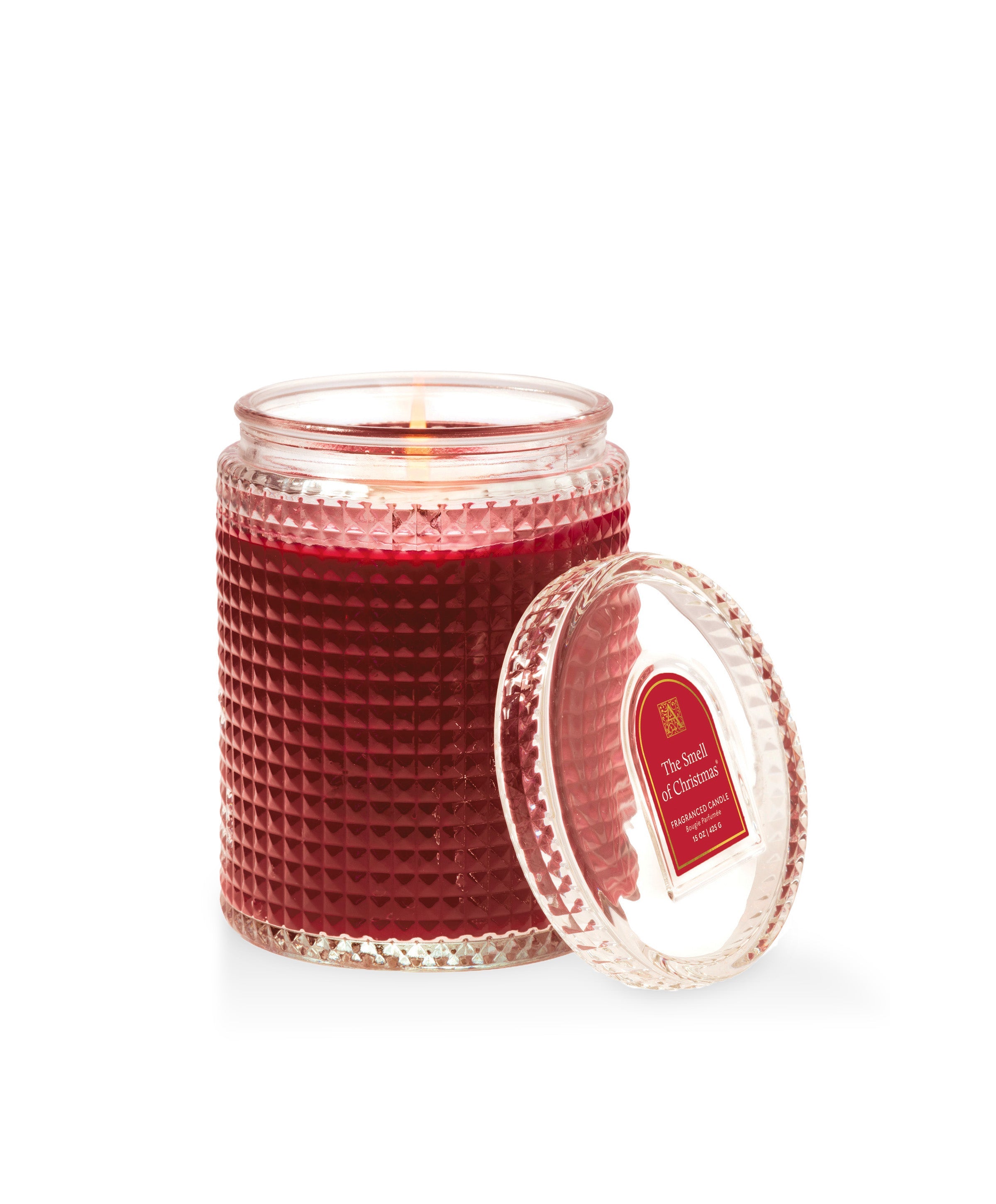 The Smell of Christmas 15 oz textured glass candle with lid