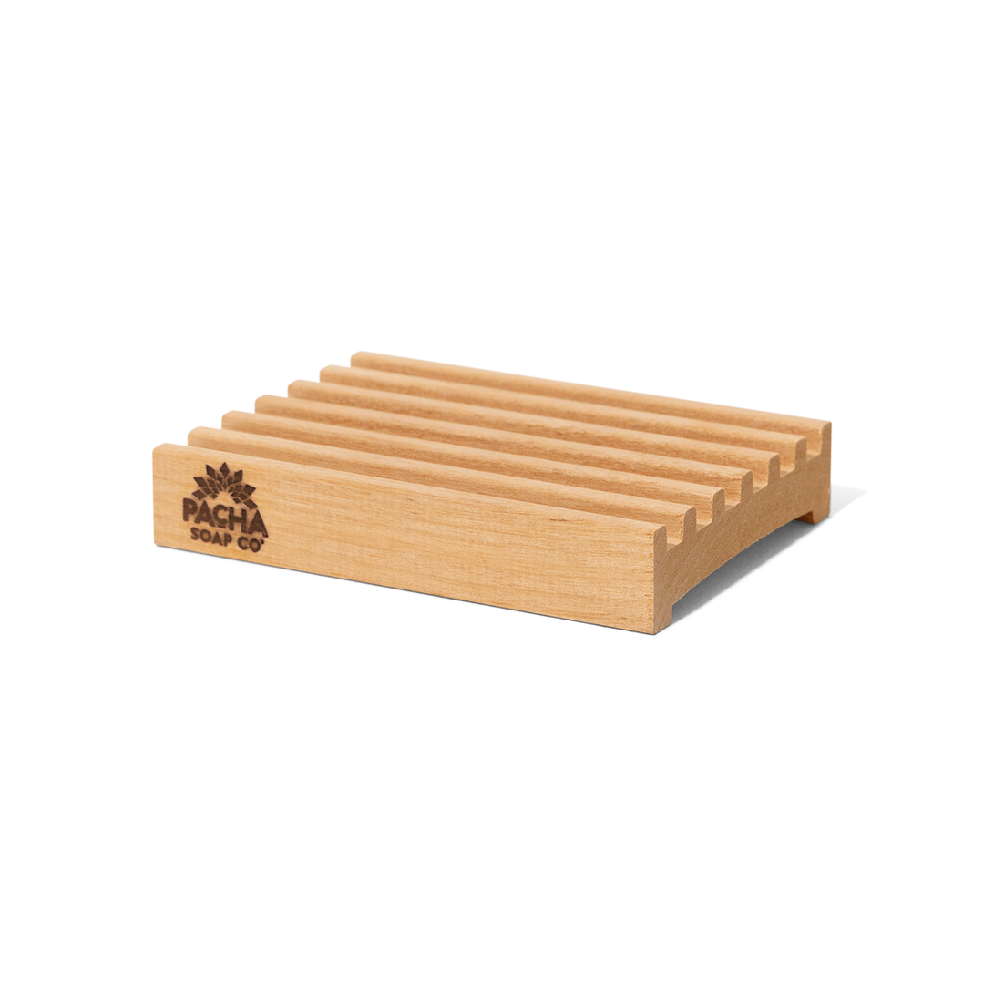 Natural wood bar soap dish