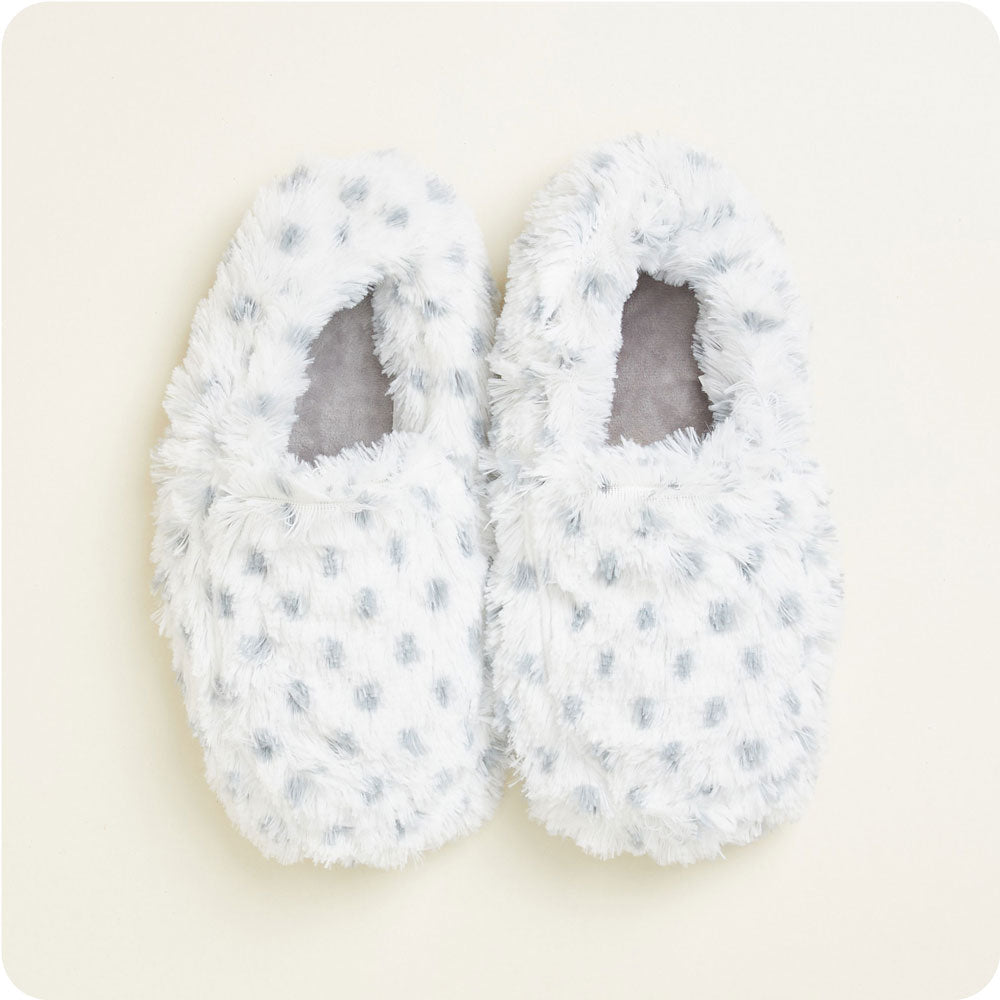 Warmies Marshmallow Slippers in Snowy - microwavable lavender-scented plush slippers