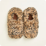 Warmies Marshmallow Slippers in Leopard - microwavable lavender-scented plush slippers