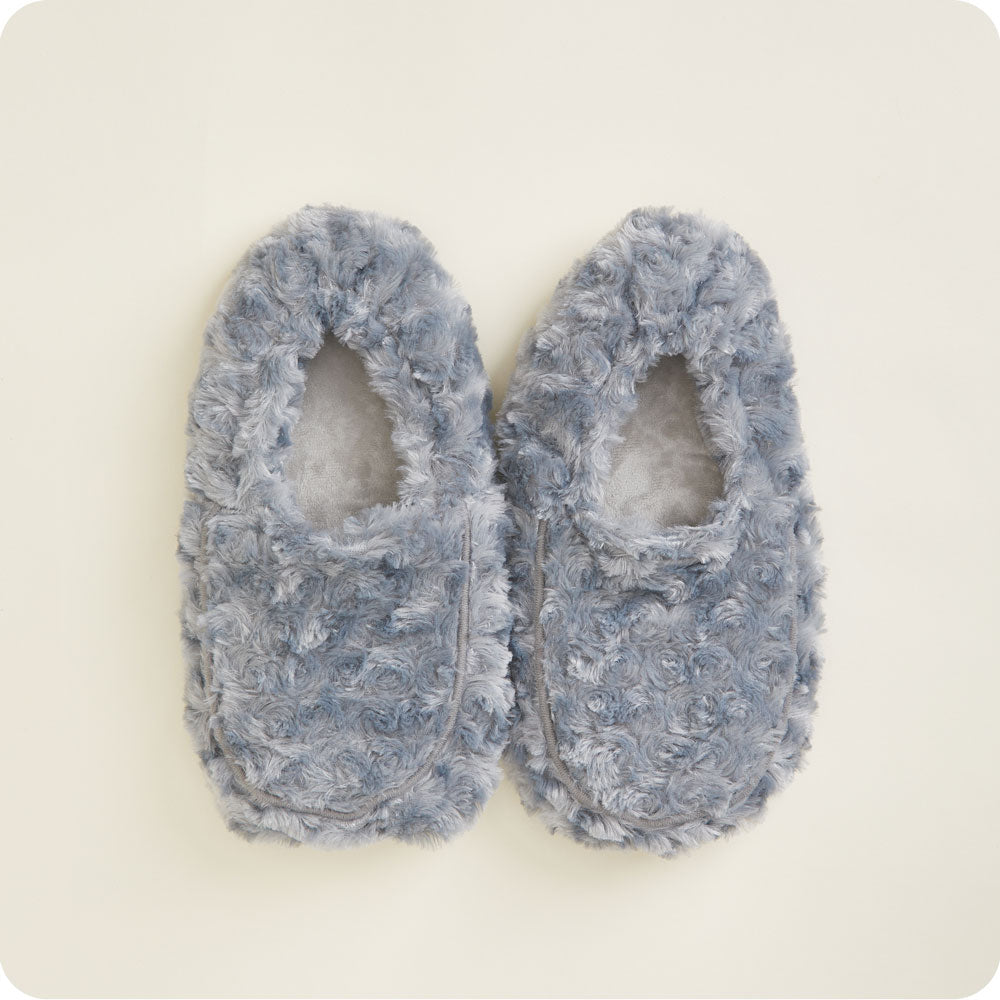 Warmies Curly Slippers in Grey - microwavable lavender-scented plush slippers