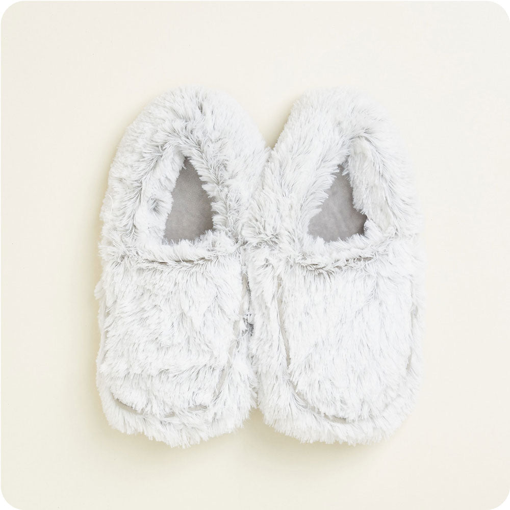 Warmies Marshmallow Slippers in Grey - microwavable lavender-scented plush slippers