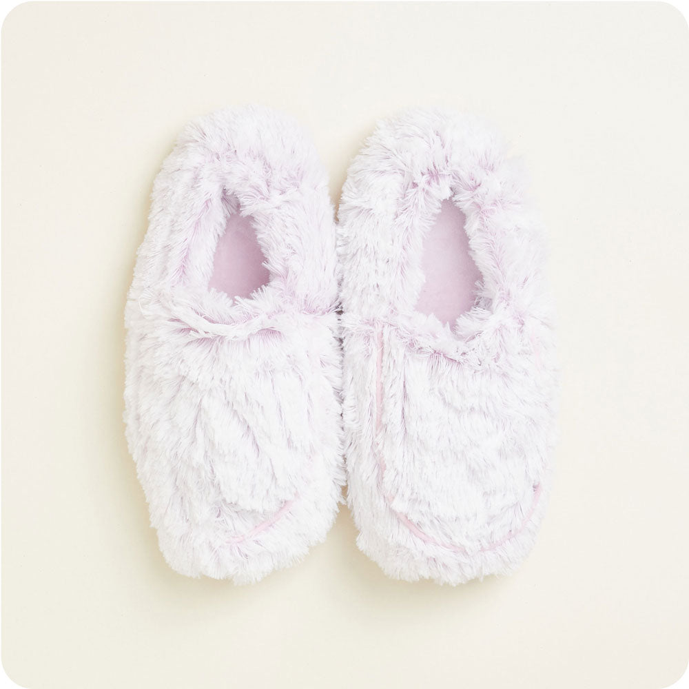 Warmies Marshmallow Slippers in Lavender - microwavable lavender-scented plush slippers