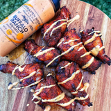 Grilled chicken wings drizzled with Buffalo Ranch sauce