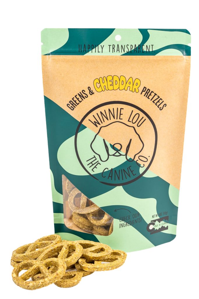 Winnie Lou Greens & Cheddar Pretzels dog treats