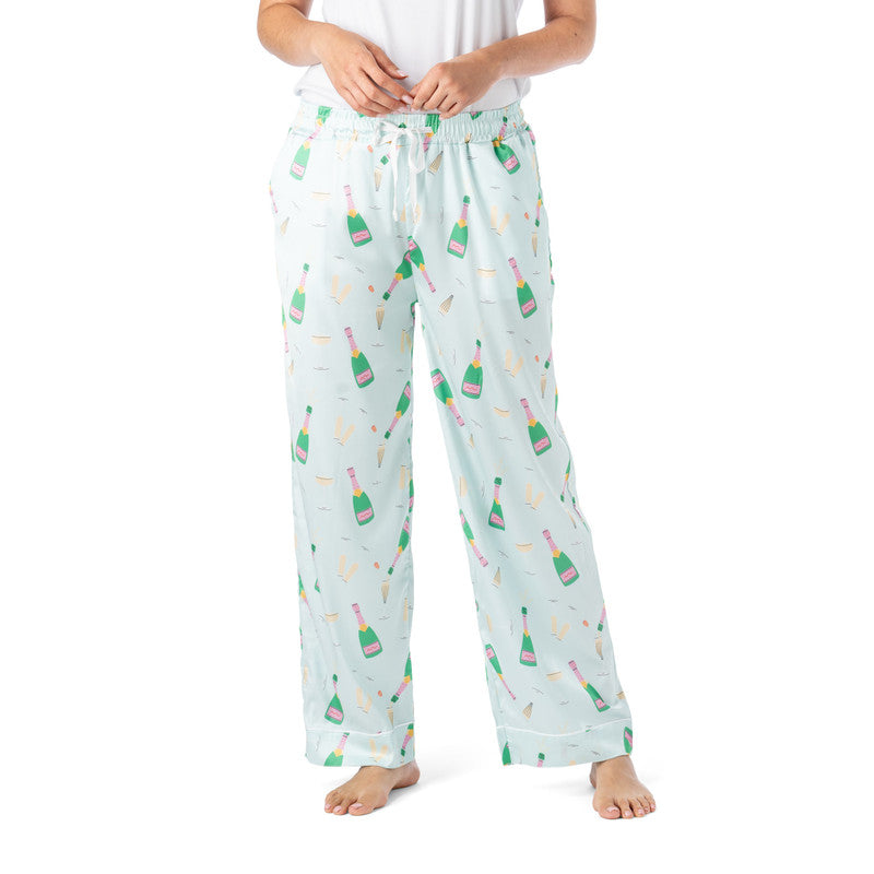 Hello Mello Satin Pajama Pants in Best of the Brunch print