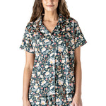 Hello Mello Satin Pajama Top in Petal to the Metal print