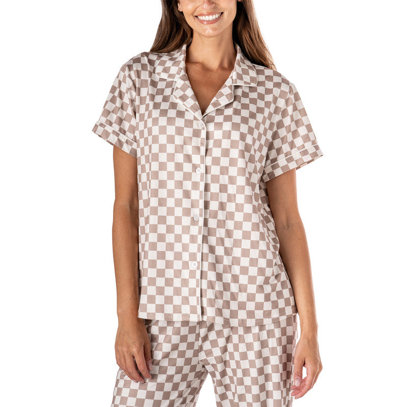 Hello Mello Signature Soft Pajama Top in Late Checkout print