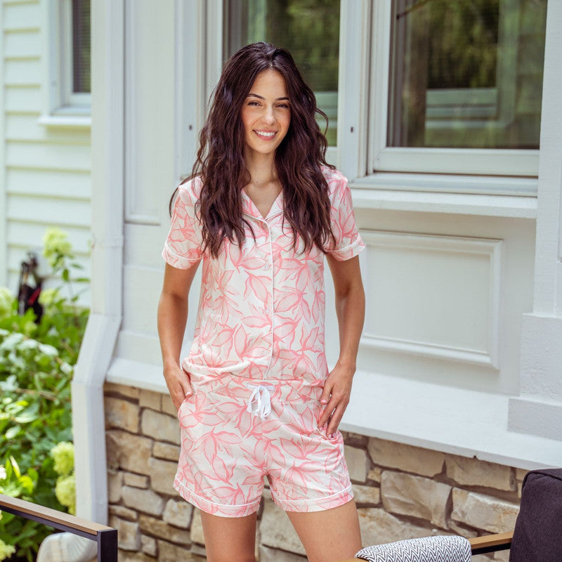 Hello Mello Signature Soft Pajama Lounge Shorts in Petal Pusher print lifestyle
