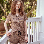 Hello Mello Signature Soft Pajama Lounge Shorts in Seeing Spots print lifestyle
