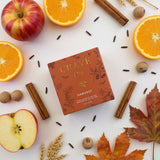 Harvest boxed candle flat lay with gift box