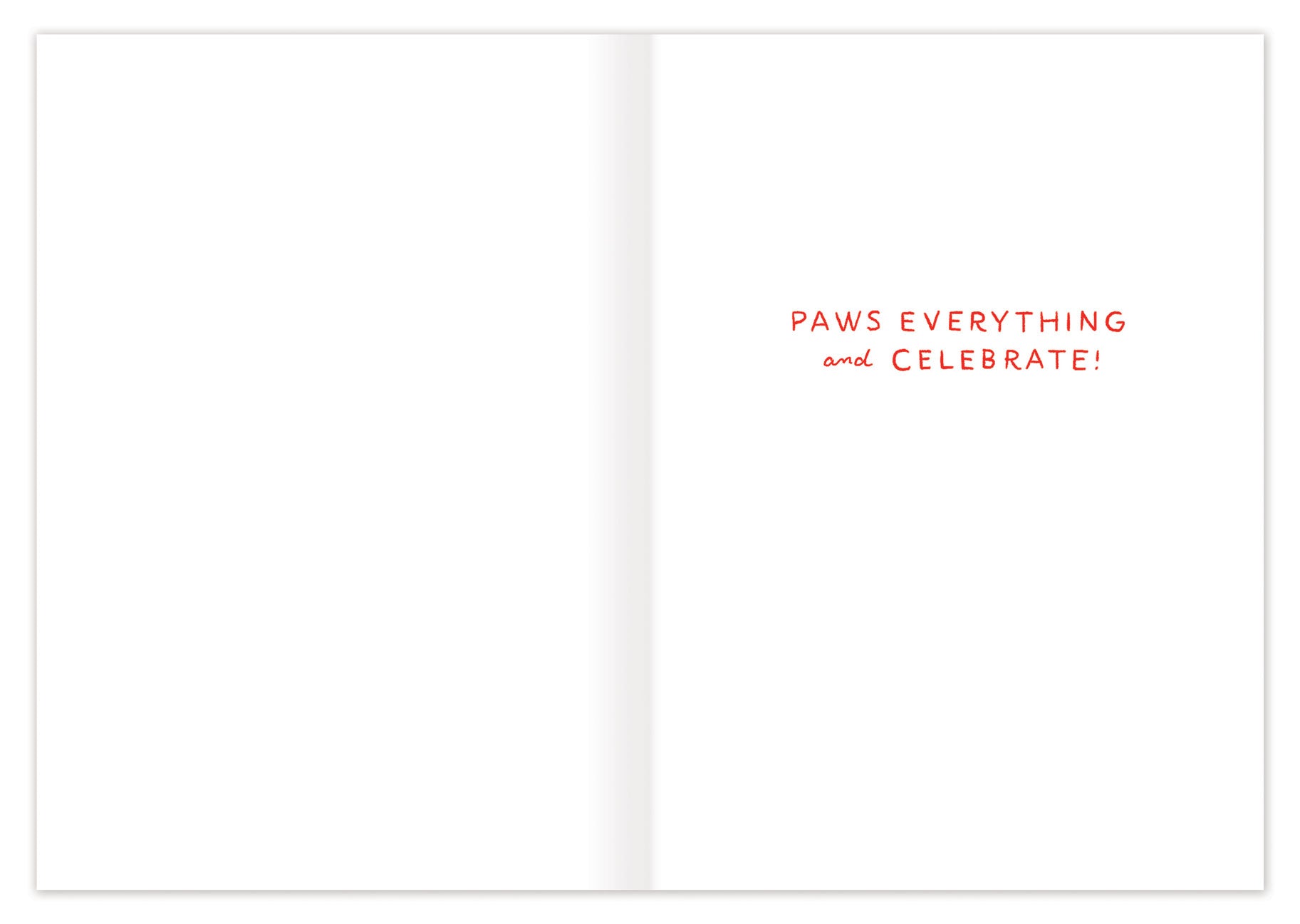 Cat's Pajamas Birthday Card — inside message: Paws everything and celebrate you!