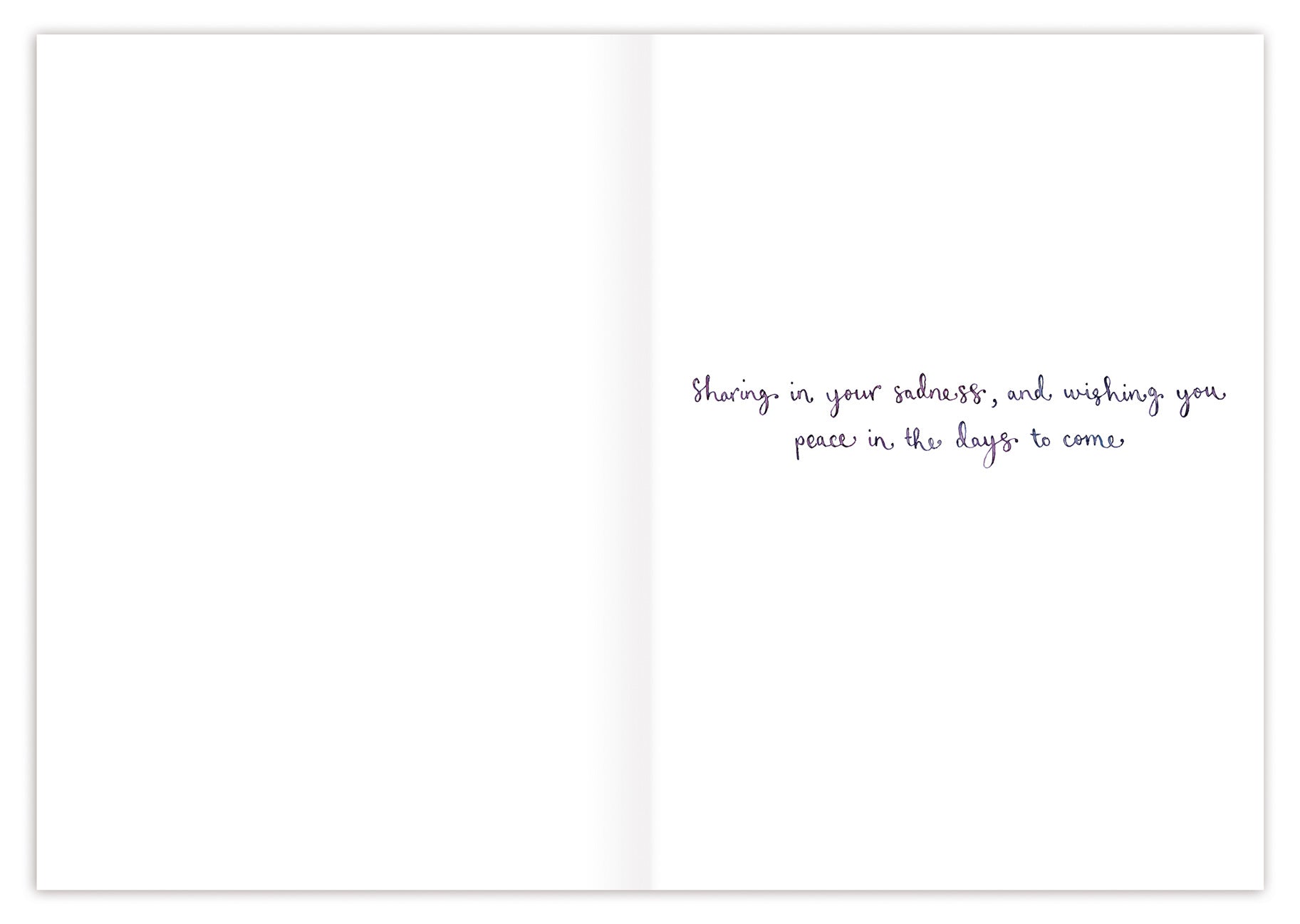 Cornflowers Sending Love Sympathy Card — inside message: Sharing in your sadness, and wishing you peace in the days to come