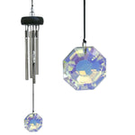 Crystal precious stone wind chime with faceted glass accents