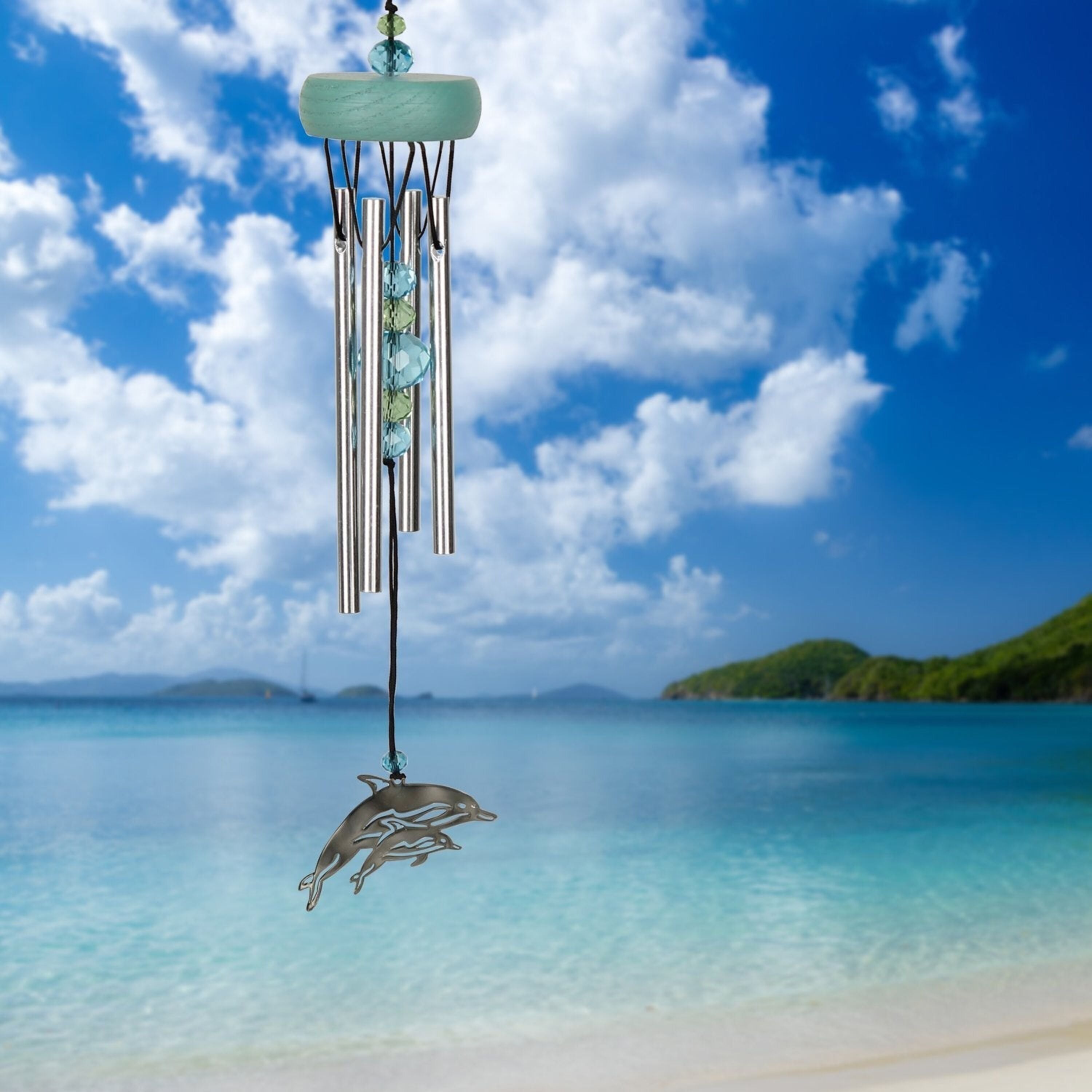 Dolphin wind chime crystal detail