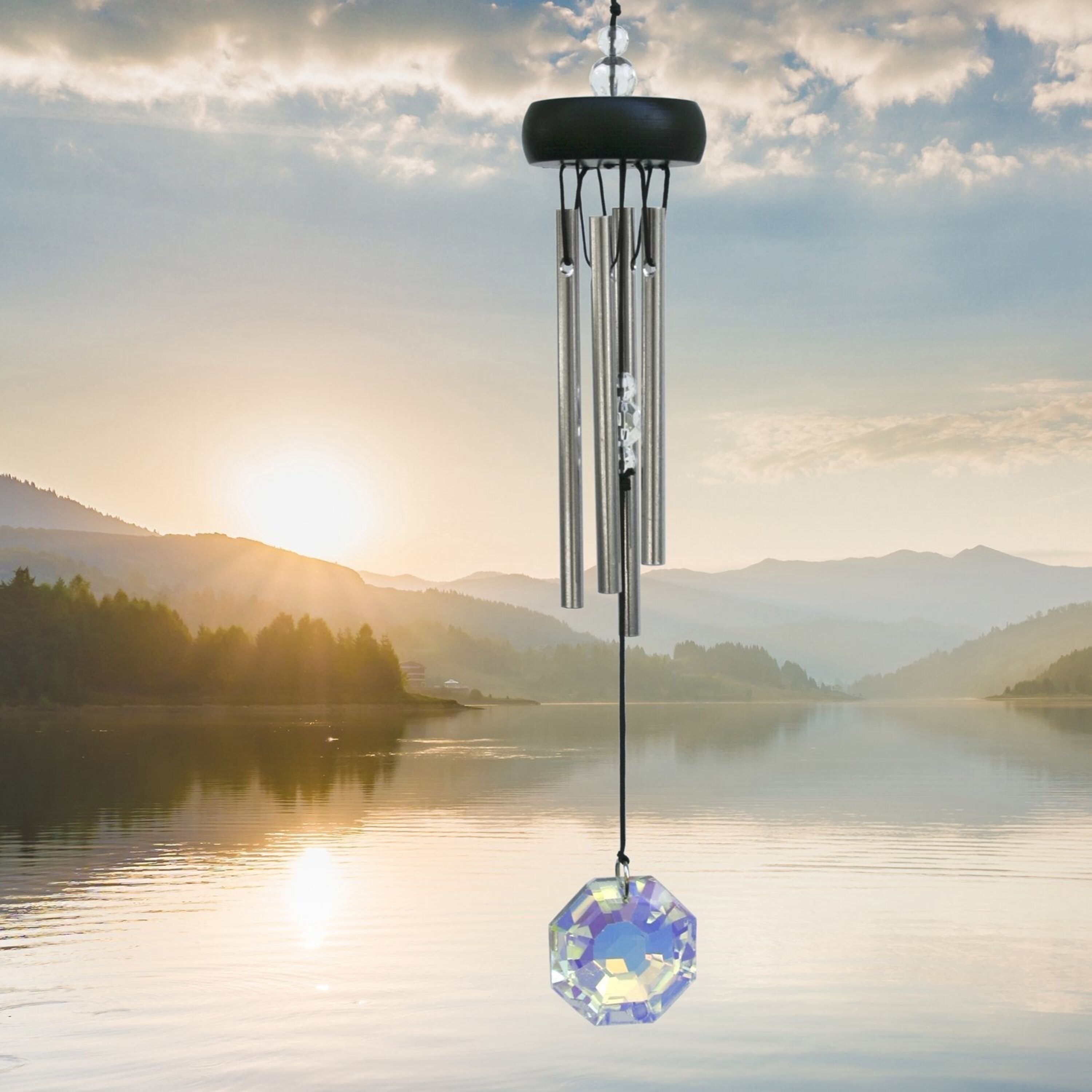Crystal precious stone wind chime detail