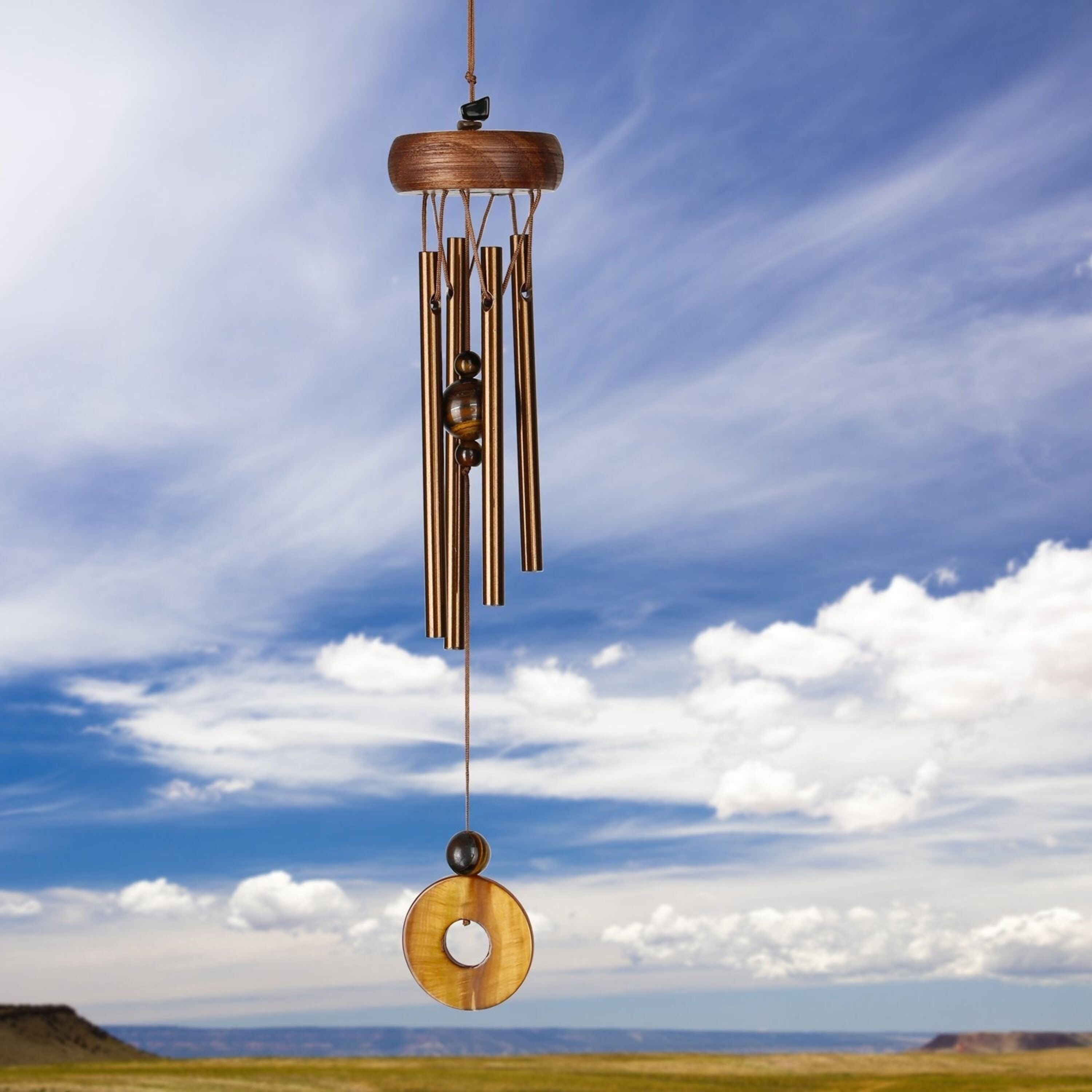 Tiger's eye wind chime close-up