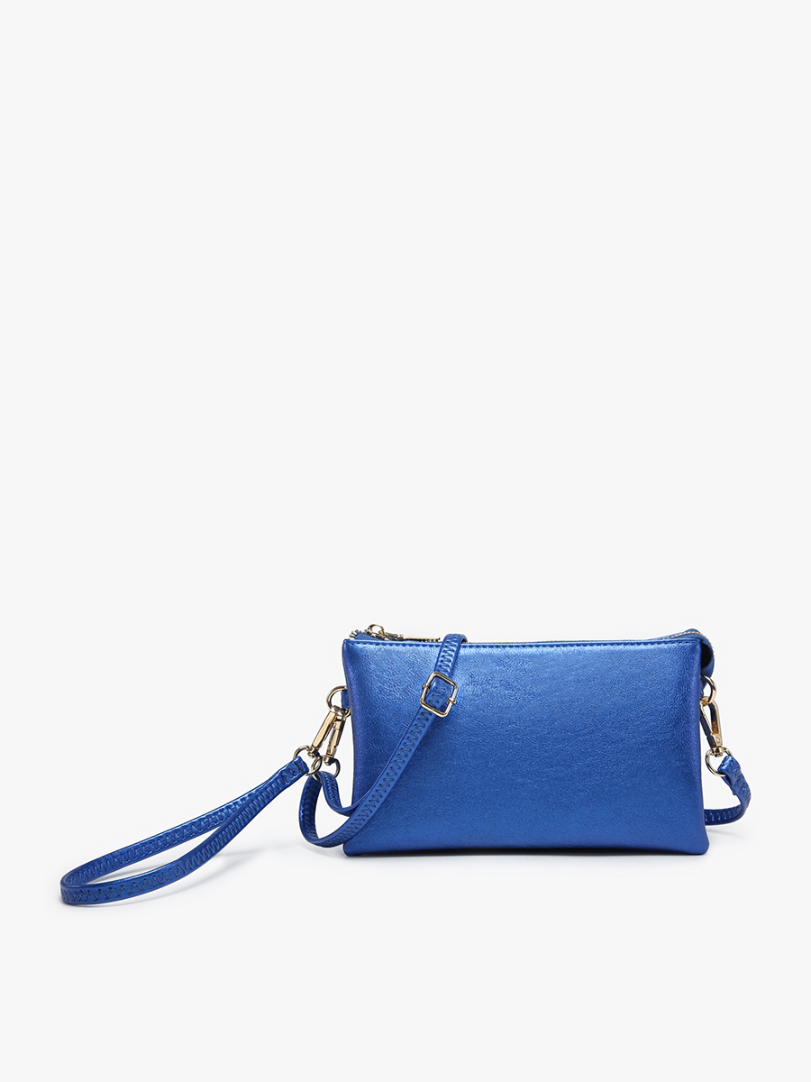 Riley Vegan Leather Crossbody Wristlet – Blue Agate 3-Compartment Bag